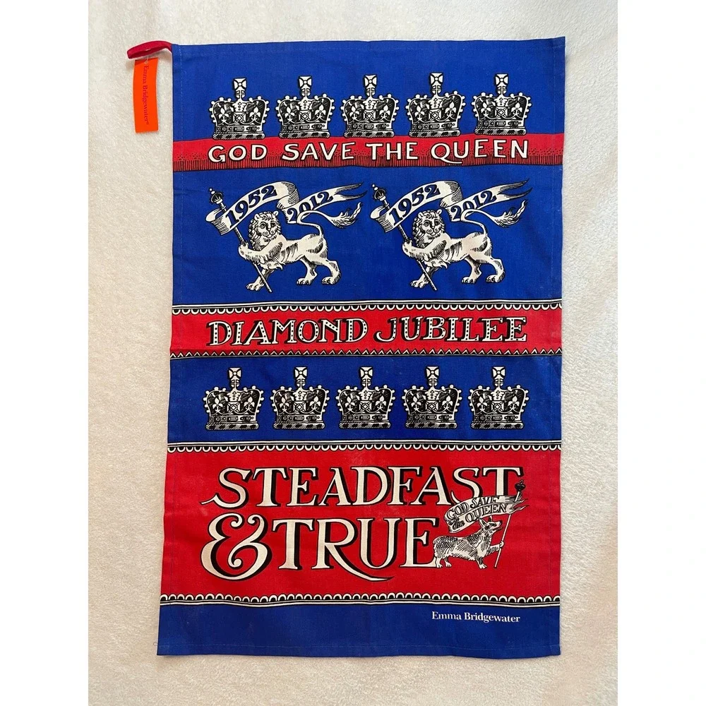 Emma Bridgewater Diamond Jubilee Tea Towel God Save The Queen Corgi 1952-2012